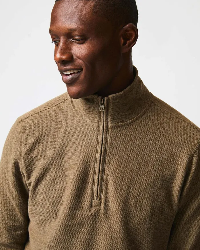 Sweaters and Sweatshirts Men Billy Reid Herringbone Half Zip Moss Green