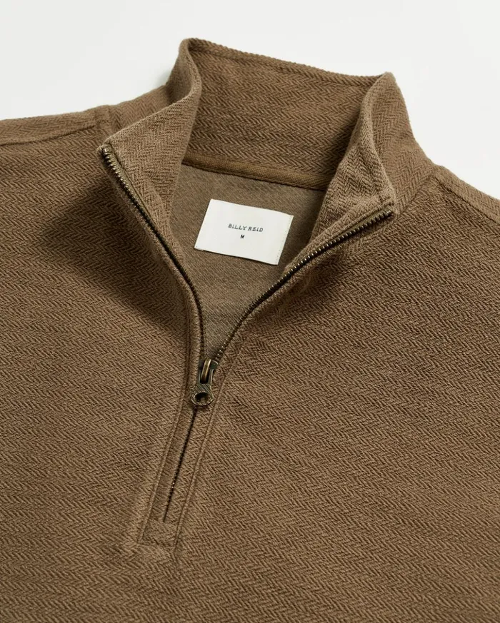 Sweaters and Sweatshirts Men Billy Reid Herringbone Half Zip Moss Green