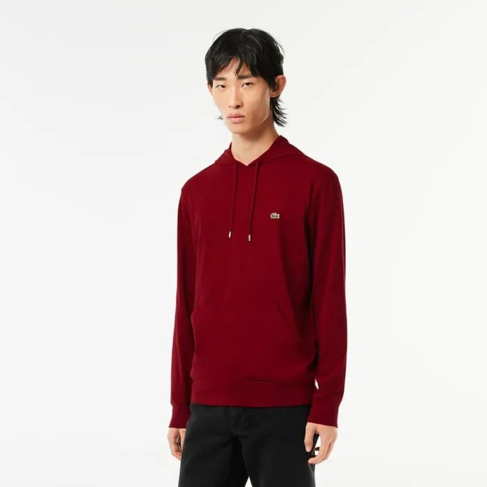 TShirts Men Lacoste Men039s Cotton Jersey Hooded TShirt Bordeaux 476