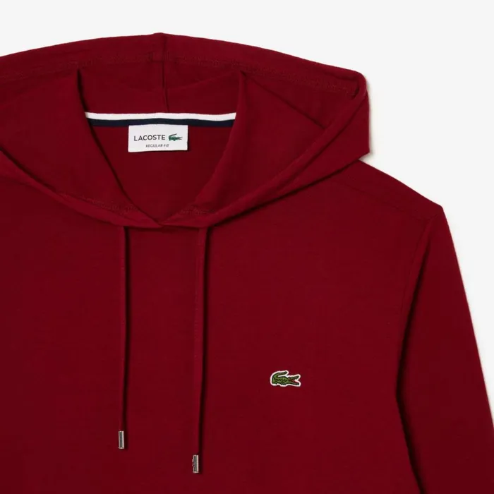 TShirts Men Lacoste Men039s Cotton Jersey Hooded TShirt Bordeaux 476