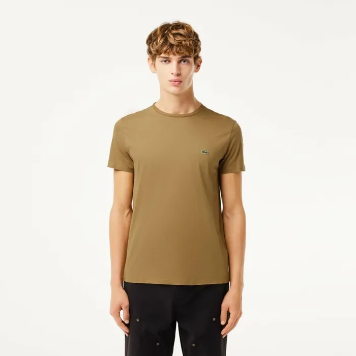 TShirts Men Lacoste Men039s Crew Neck Pima Cotton Jersey TShirt Brown Six