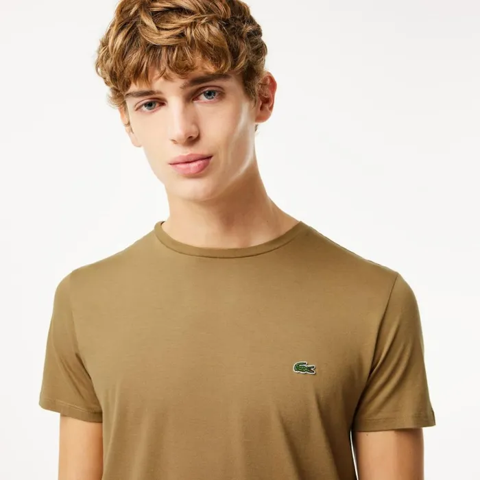 TShirts Men Lacoste Men039s Crew Neck Pima Cotton Jersey TShirt Brown Six