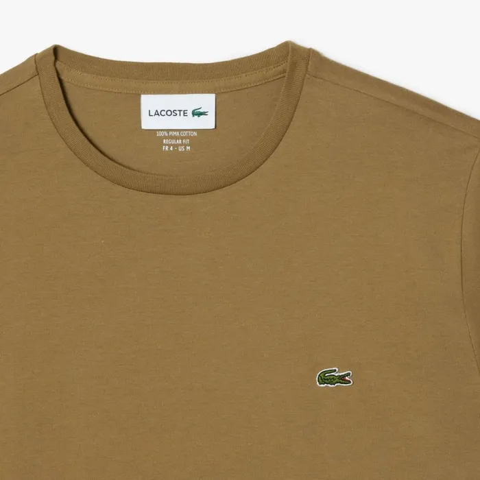 TShirts Men Lacoste Men039s Crew Neck Pima Cotton Jersey TShirt Brown Six
