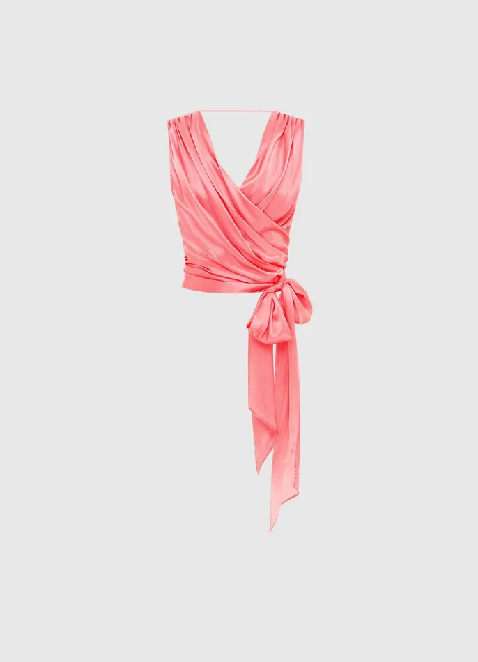 Tops and Shirts Gabby Wrap Top 8211 Watermelon LEO LIN Women