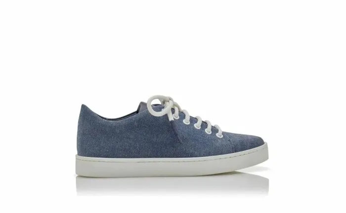 Women Blue Denim LaceUp Sneakers Manolo Blahnik Flats