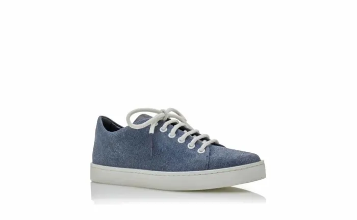 Women Blue Denim LaceUp Sneakers Manolo Blahnik Flats