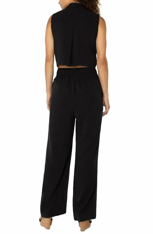 Women Dresses Liverpool Los Angeles Sleeveless Jumpsuit With Wide Leg Black