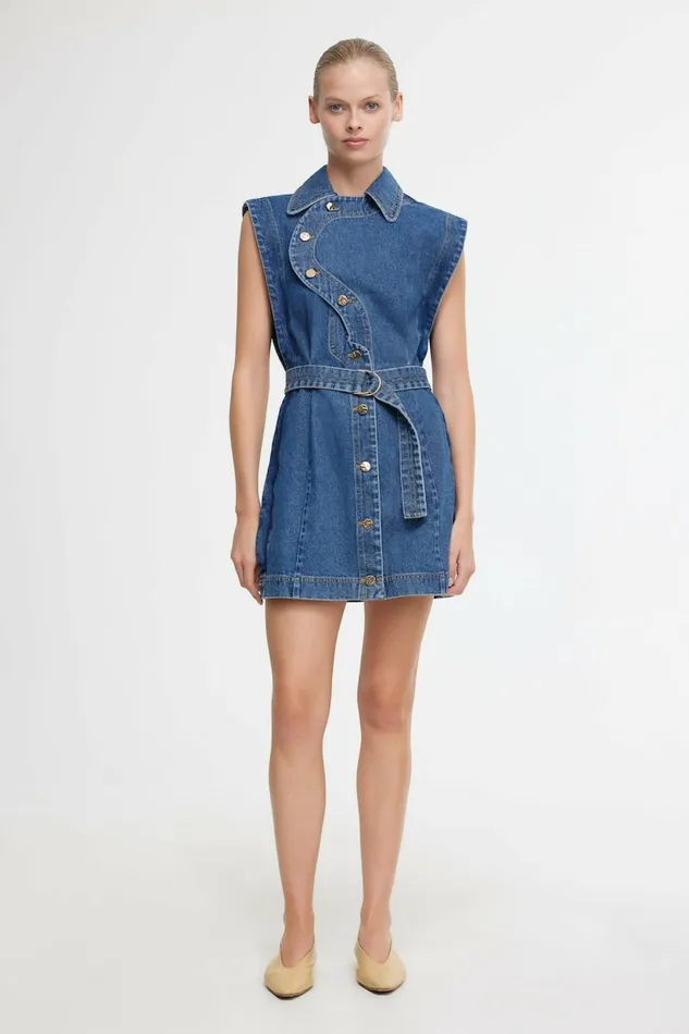 Women GLENFERN MINI DRESS Indigo Acler Denim Dresses