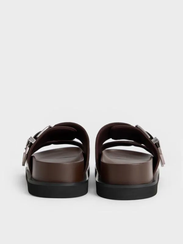 Women Kirke Buckled DoubleStrap Sandals 8211 Dark Brown CHARLES and KEITH Sandals