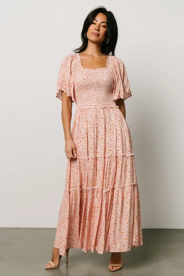 Women Maxi Dresses Baltic Born Regina Smocked Maxi Dress Coral Floral