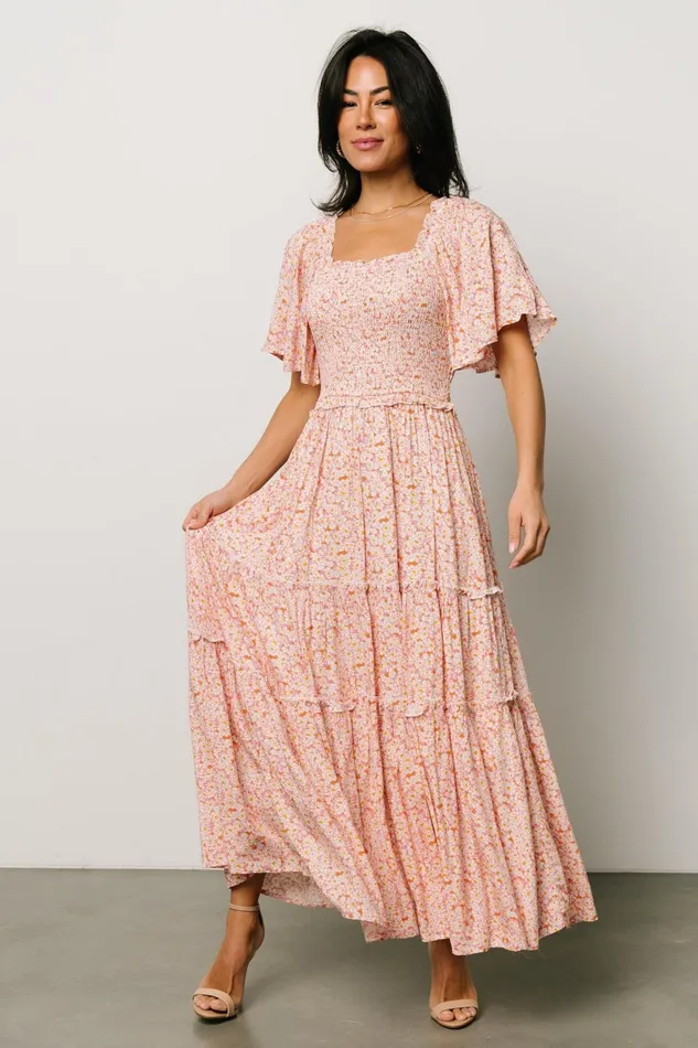 Women Maxi Dresses Baltic Born Regina Smocked Maxi Dress Coral Floral