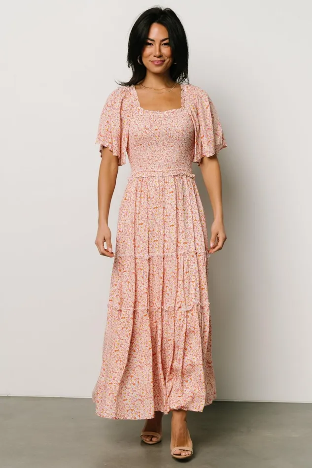 Women Maxi Dresses Baltic Born Regina Smocked Maxi Dress Coral Floral