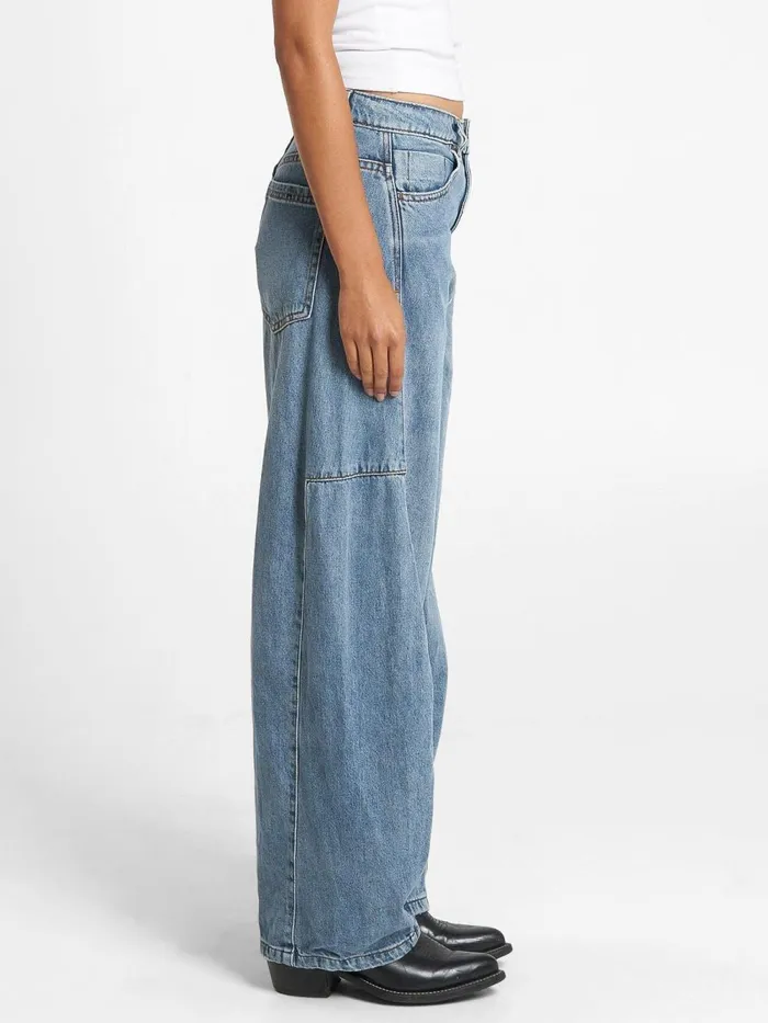 Womens Ronnie Jean Weathered Blue Thrills Mid Rise Jeans