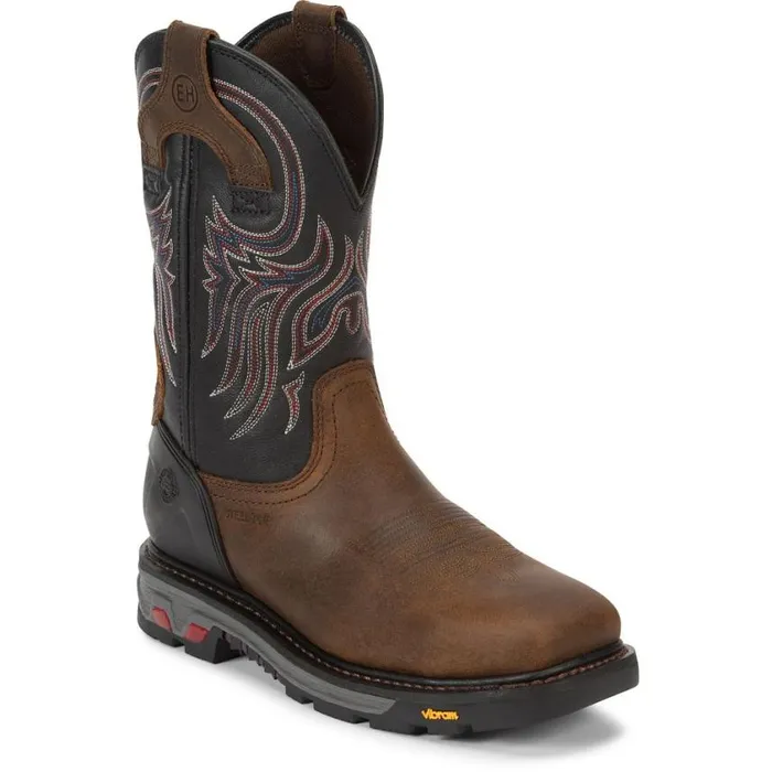Work Men Justin Boots Tanker 11034 Steel Toe Work Boot Brown