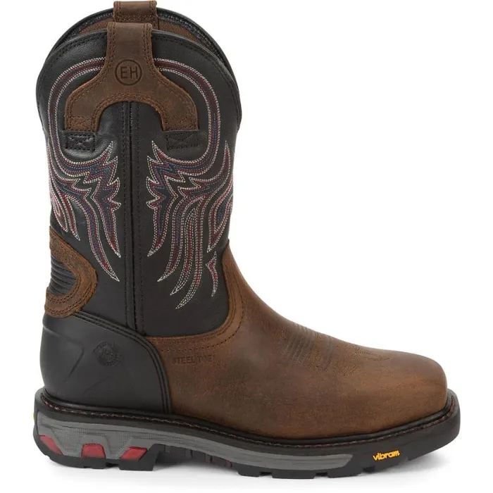 Work Men Justin Boots Tanker 11034 Steel Toe Work Boot Brown
