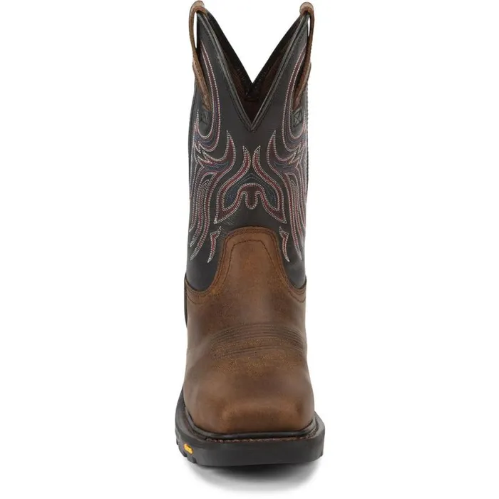 Work Men Justin Boots Tanker 11034 Steel Toe Work Boot Brown