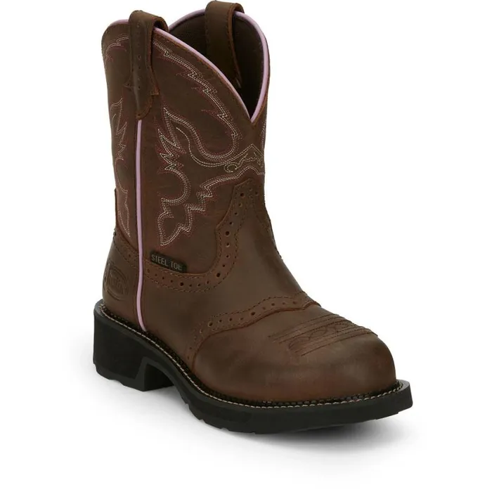 Work Women Justin Boots Wanette 8034 Steel Toe Waterproof Work Boot Aged Bark 040brown041