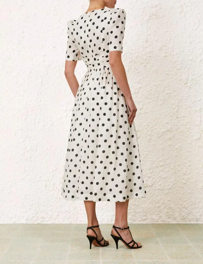 Zimmermann Dresses V Neck Midi Dress Creamblack Dot 8211 Women