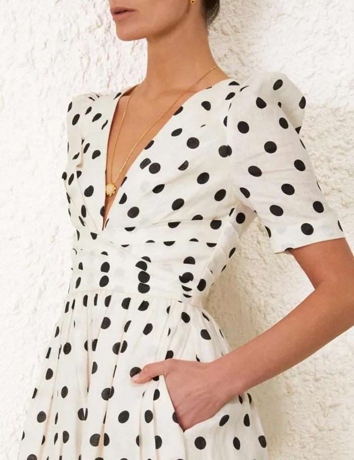 Zimmermann Dresses V Neck Midi Dress Creamblack Dot 8211 Women