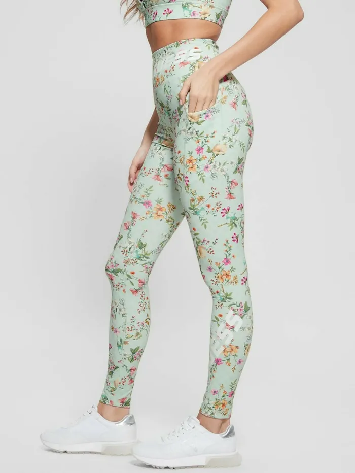 Activewear Eco Davina Printed Leggings Acqua Field Flower 8211 GUESS Women Activewear Eco Davina Printed Leggings Acqua Field Flower 8211 GUESS Women