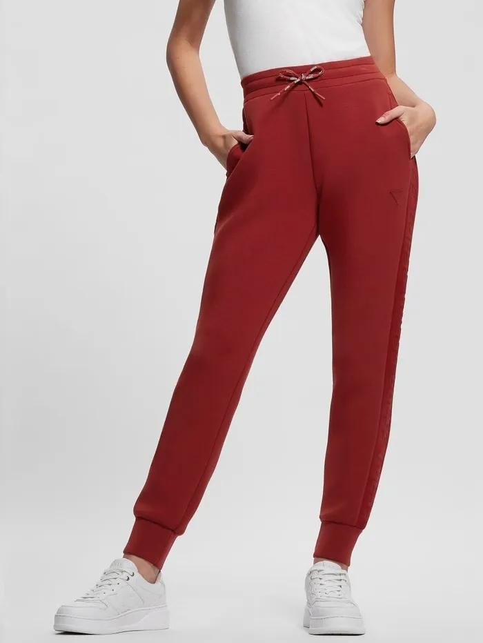 Activewear GUESS Women Eco Allie Scuba Active Pants Red Noir
