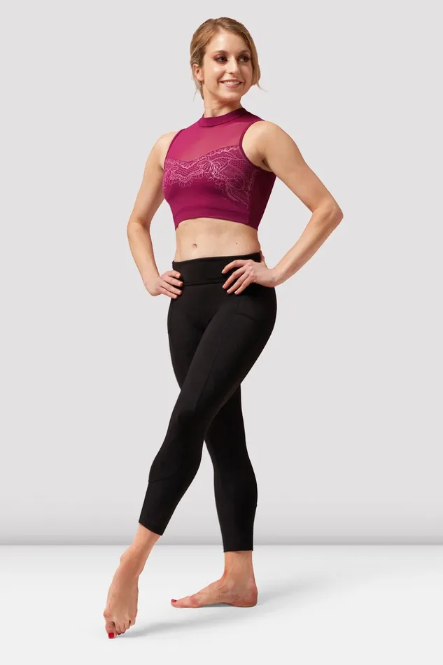 Adult Separates Bloch Ladies Natalia Open Back Crop Top Cherry