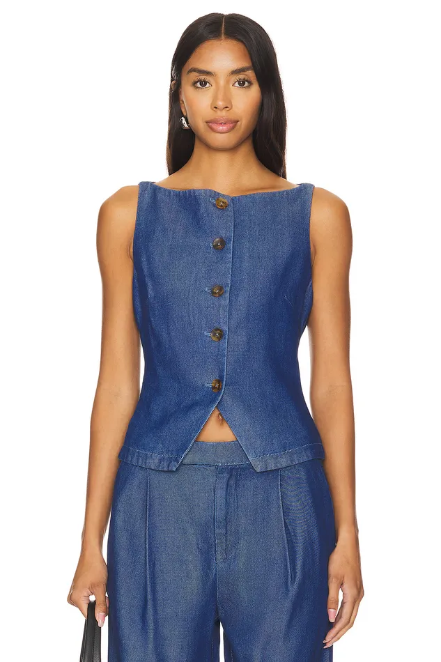Agathe Vest Top Blue Denim Women Lovers and Friends Tops