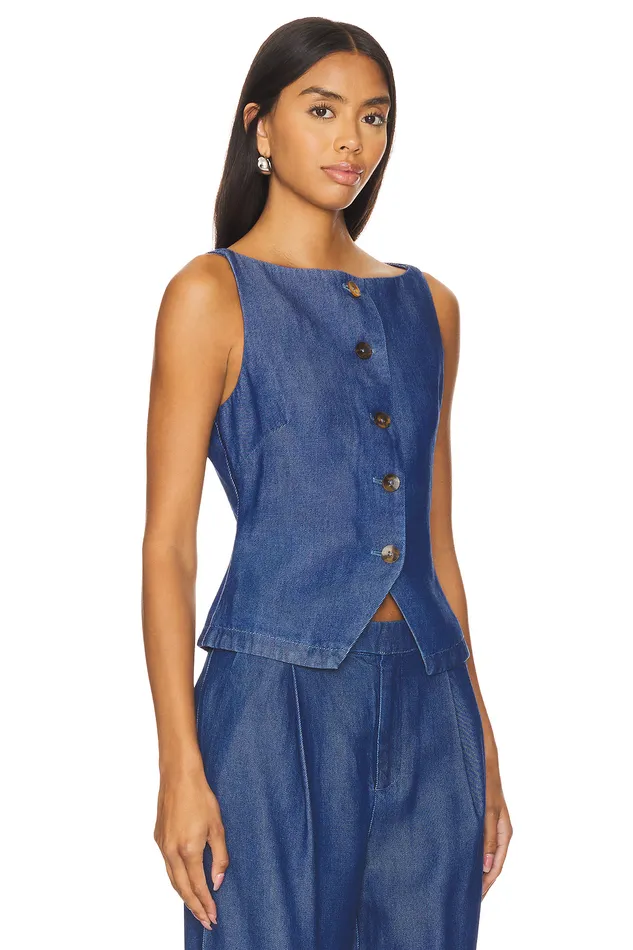 Agathe Vest Top Blue Denim Women Lovers and Friends Tops Agathe Vest Top Blue Denim Women Lovers and Friends Tops