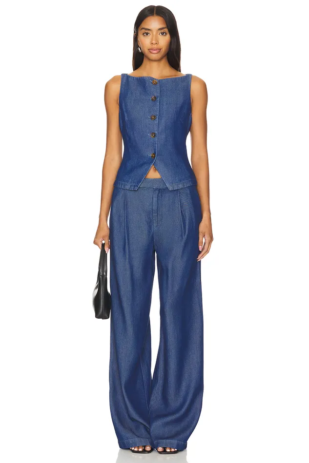 Agathe Vest Top Blue Denim Women Lovers and Friends Tops Agathe Vest Top Blue Denim Women Lovers and Friends Tops