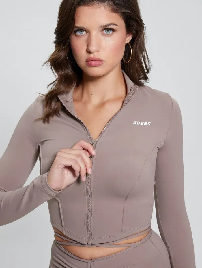 Aleta Zip Active Top Soft Mink Women Activewear GUESS