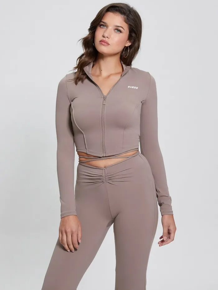Aleta Zip Active Top Soft Mink Women Activewear GUESS Aleta Zip Active Top Soft Mink Women Activewear GUESS