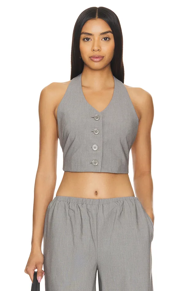 Amanda Vest Charcoal Gray Women Lovers and Friends Tops