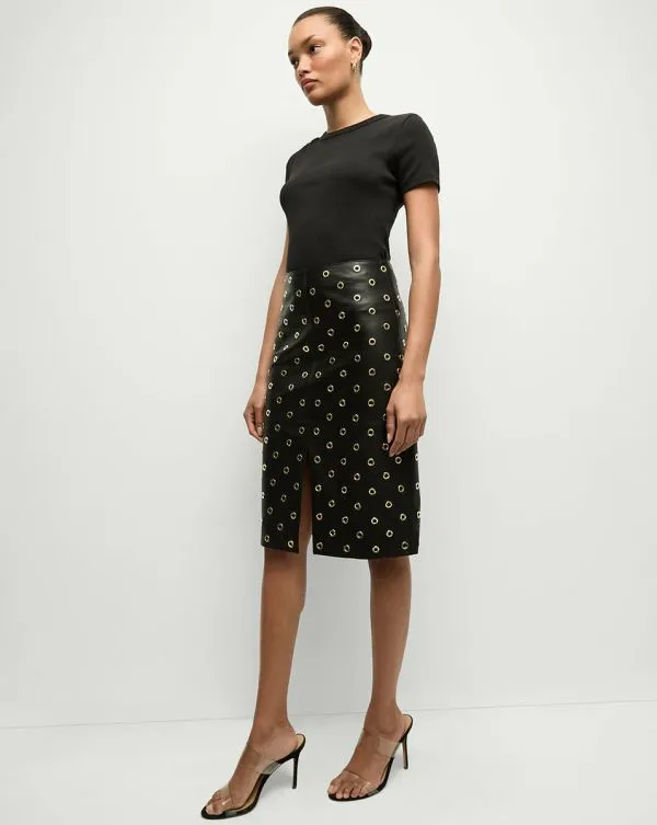 Anderson Leather Grommet Skirt Blackandgold Women Veronica Beard Skirts and Shorts Anderson Leather Grommet Skirt Blackandgold Women Veronica Beard Skirts and Shorts