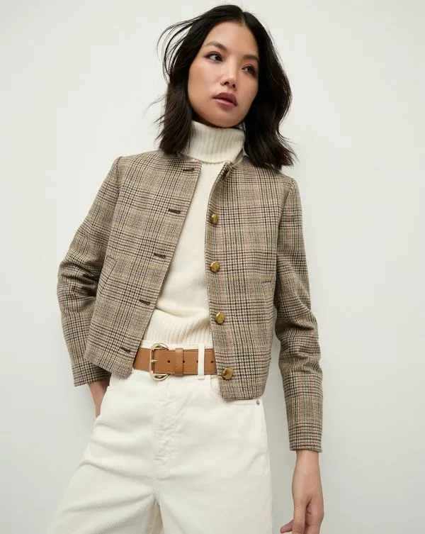 Andrea Plaid Jacket Russet Multi Women Veronica Beard Jackets and Outerwear