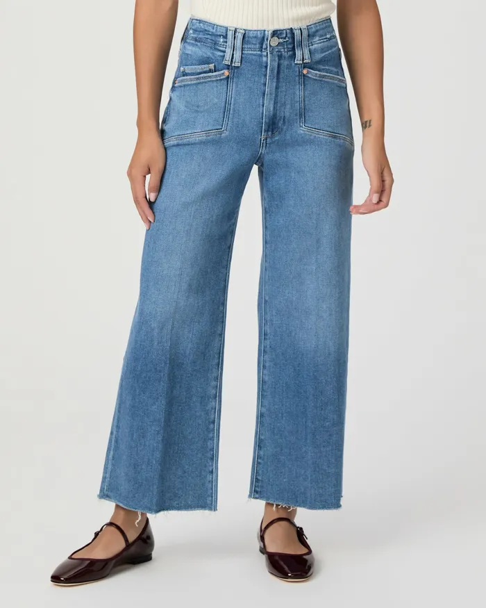 Anessa Petite 25 Inch Wide Leg Jean 8211 Sunnie Distressed Women Wide Leg PAIGE