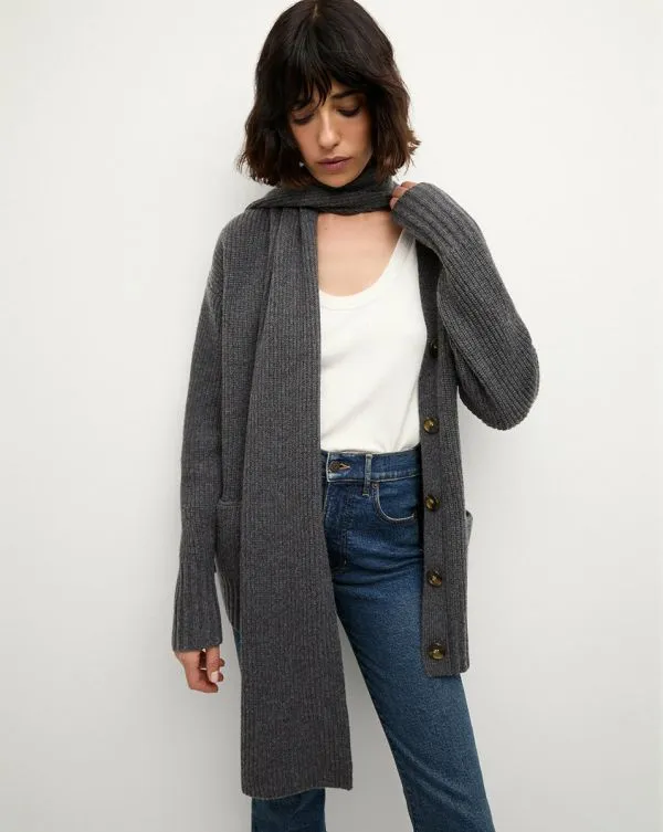Annalise Merino Cashmere Cardigan Charcoal Women Veronica Beard Sweaters