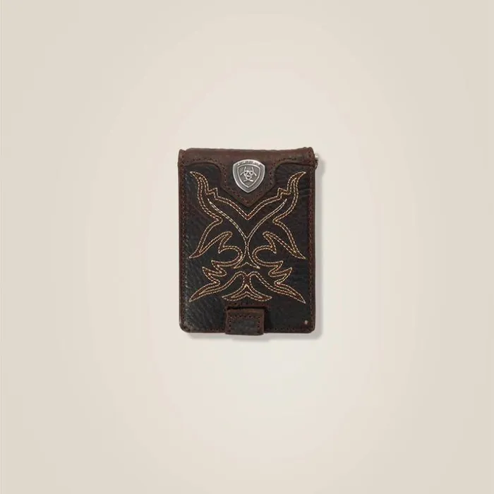 Bags and Wallets Men Ariat Bifold Wallet Shaft Stich Dark Brown