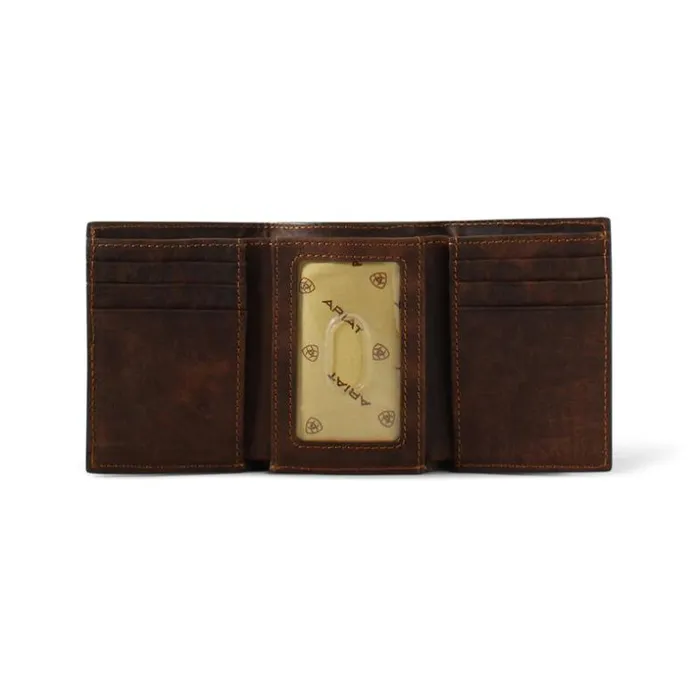 Bags and Wallets Men Ariat Canvas Logo Trifold Wallet Brown Bags and Wallets Men Ariat Canvas Logo Trifold Wallet Brown