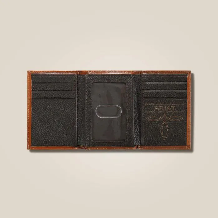 Bags and Wallets Men Ariat Lattice Embossed Trifold Wallet Tan