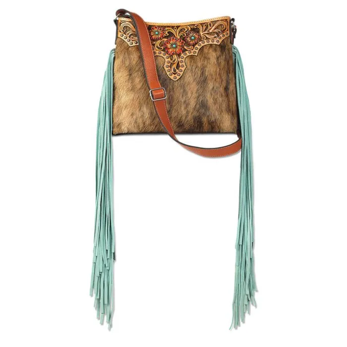 Bags and Wallets Women Ariat Lorelei Crossbody Tan Calf Hair