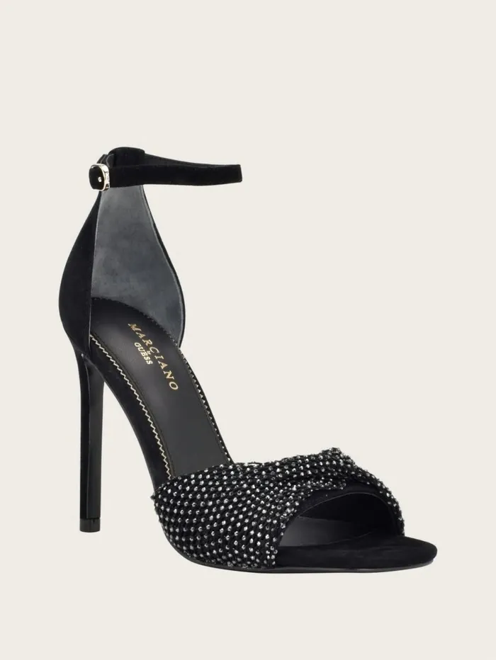 Balie Rhinestone Sandal Black1 Women Heels GUESS