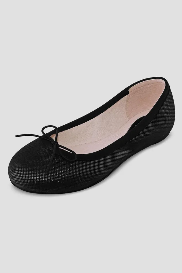 Ballet Flats Bloch Children Girls Leda Ballet Flats Black Shimmer