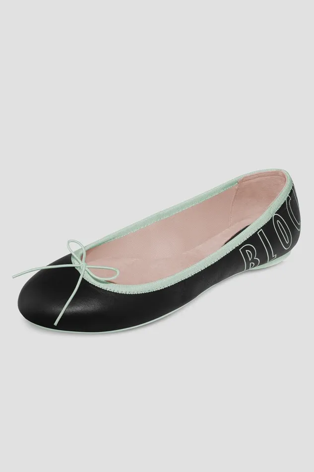 Ballet Flats Ladies Lyra Ballet Flats Black Mint Leather Bloch Adult