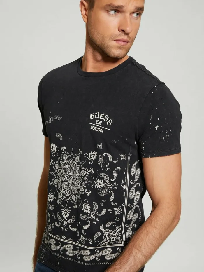 Bandana Border Tee Jet Black Multi Men TShirts and Tanks GUESS Bandana Border Tee Jet Black Multi Men TShirts and Tanks GUESS