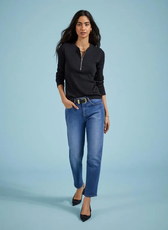 Baukjen Baukjen Essentials Organic Long Sleeve Zip Top Caviar Black Clothing