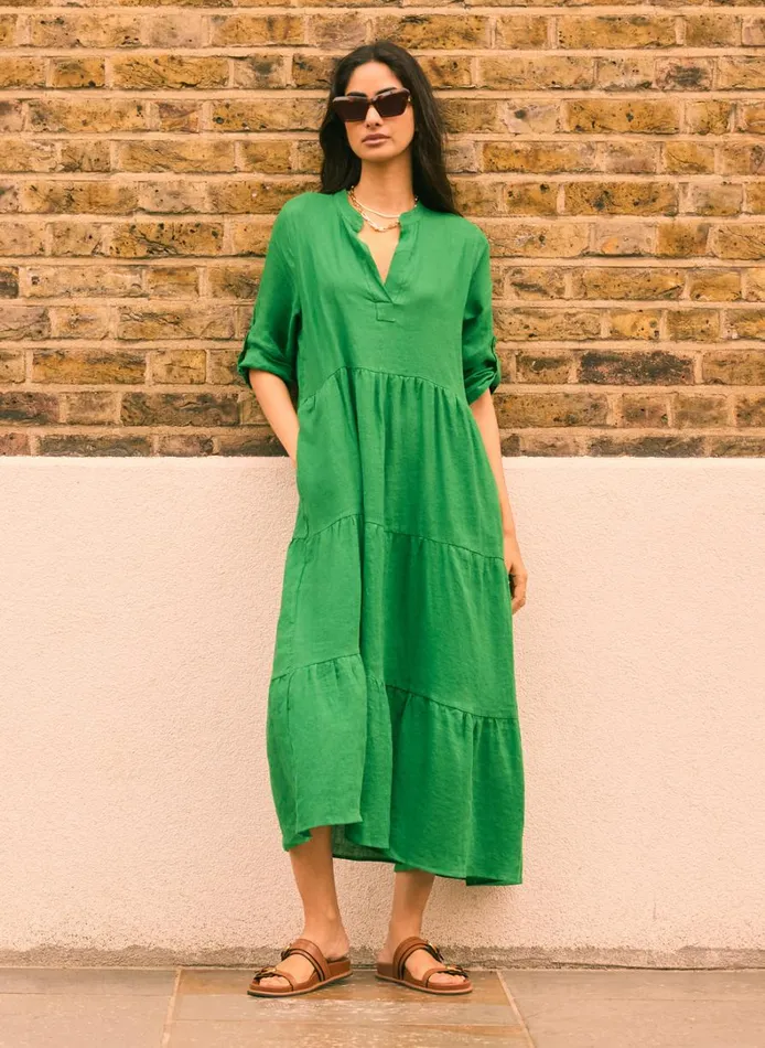 Baukjen Brenda Linen Dress Bright Emerald Clothing