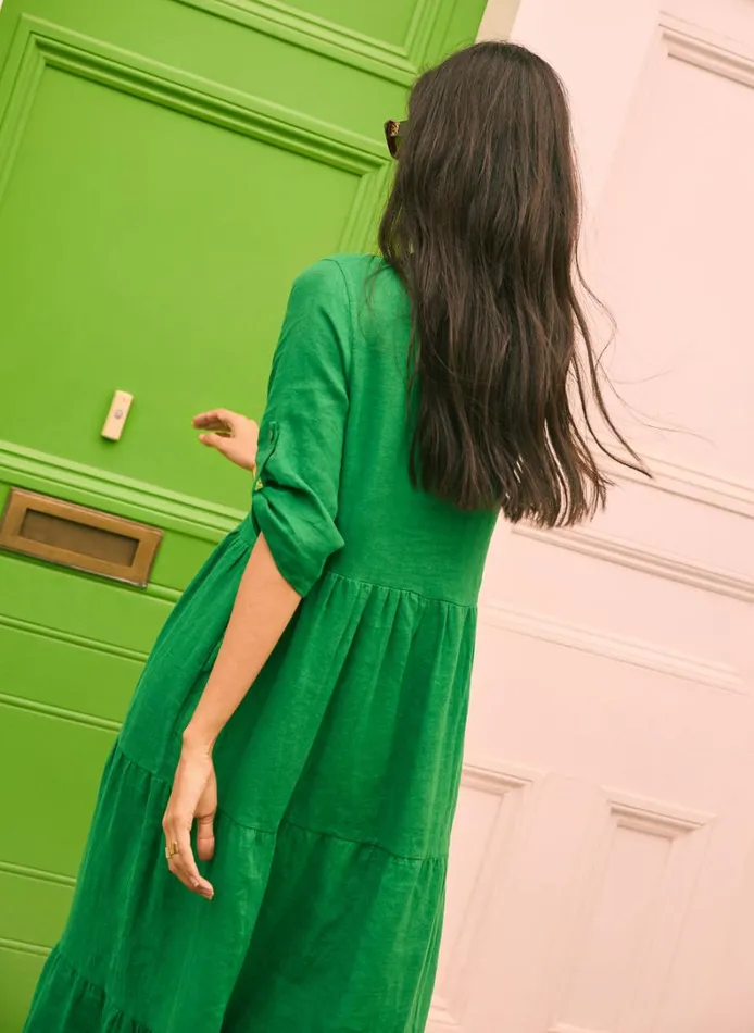 Baukjen Brenda Linen Dress Bright Emerald Clothing