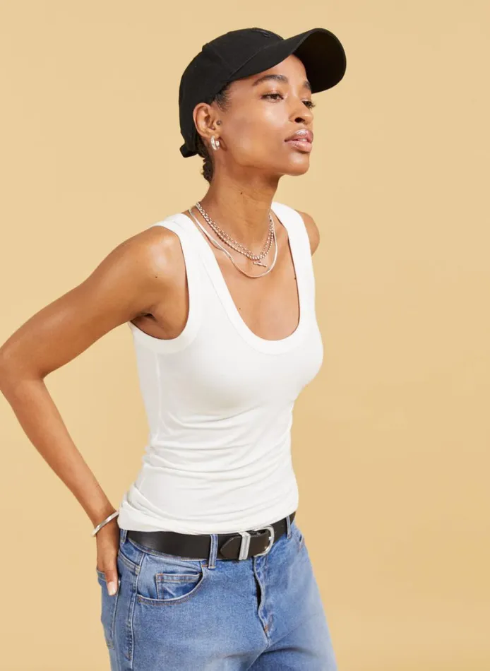 Baukjen Brenna Scoop Neck Vest Pure White Clothing
