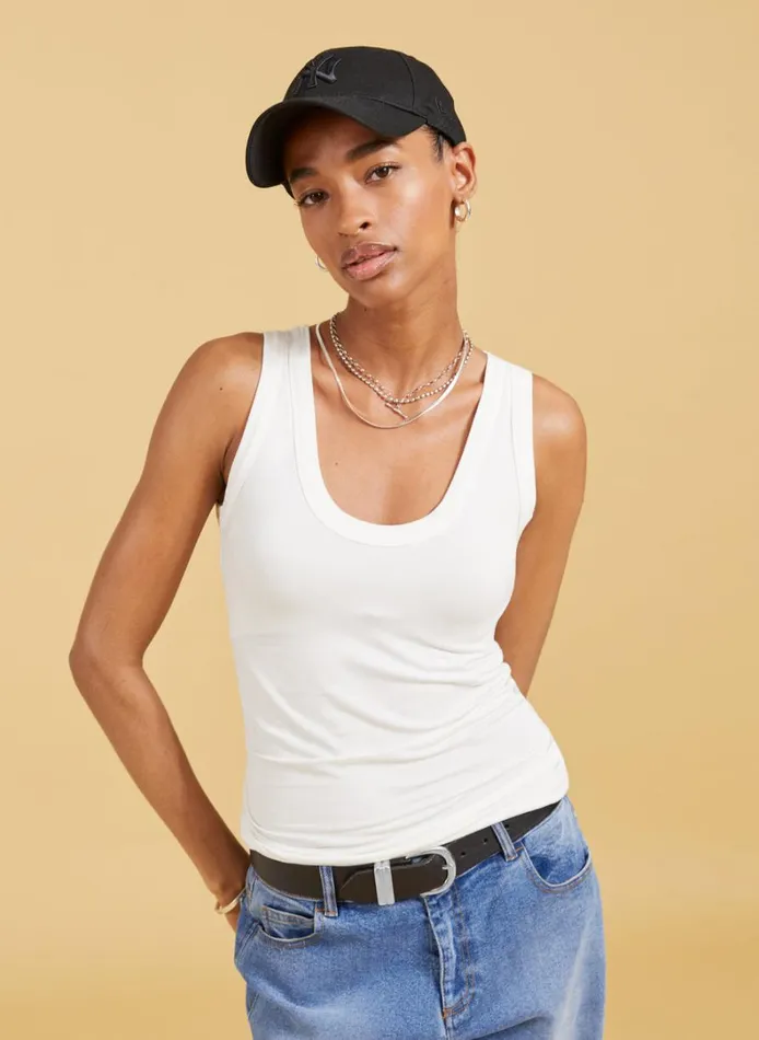 Baukjen Brenna Scoop Neck Vest Pure White Clothing