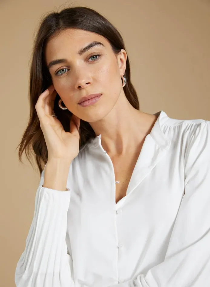 Baukjen Caroline Button Detail Blouse Pure White Clothing